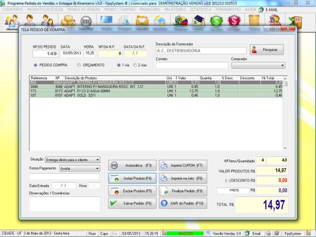 Programa Controle de Estoque, Pedido de Vendas e Financeiro v3.0 PLUS