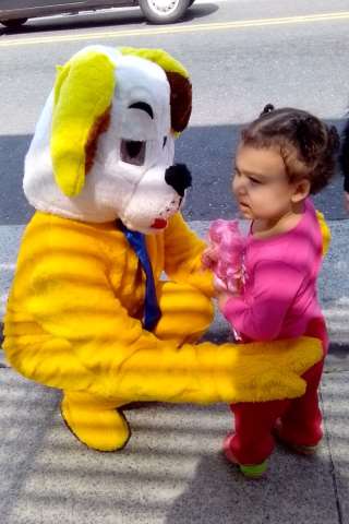 personagem vivo mascote do cachorro ação promocional em pet Shop 